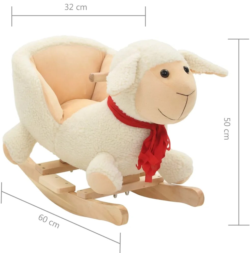 Animal de baloiçar ovelha em pelúcia 60x32x50 cm branco