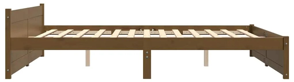Estrutura de cama 200x200 cm madeira maciça castanho mel