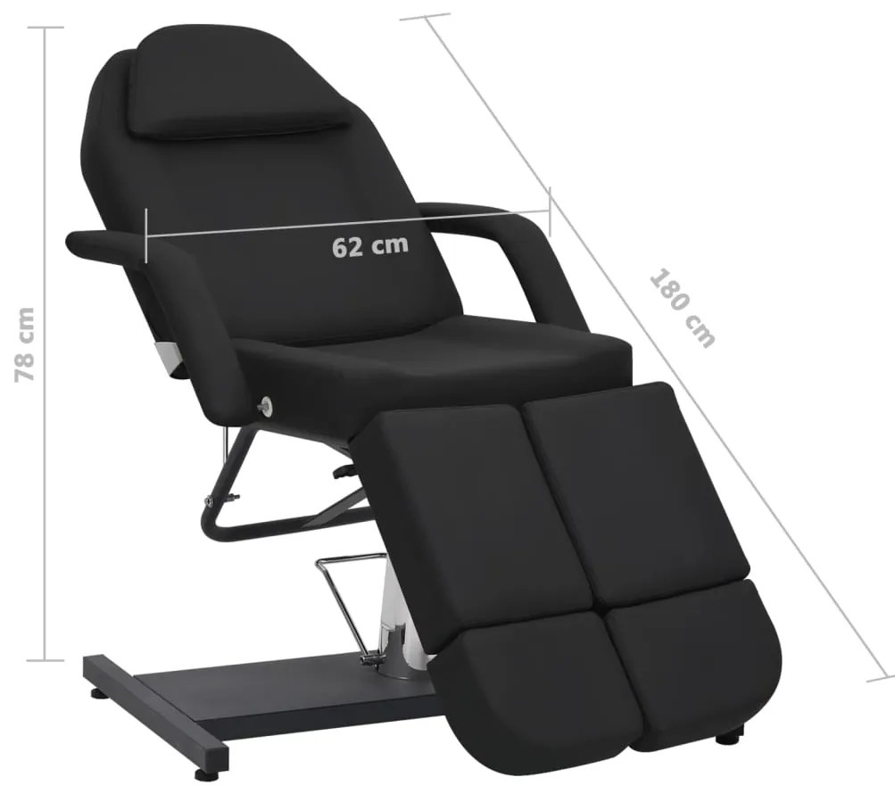 Cadeira de esteticista couro artificial 180x62x78 cm preto