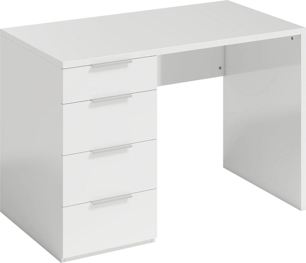 HOMCOM Escrivaninha Compactar Mesa de Computador 4 Gavetas 110x61,5x75 cm Branco | Aosom Portugal