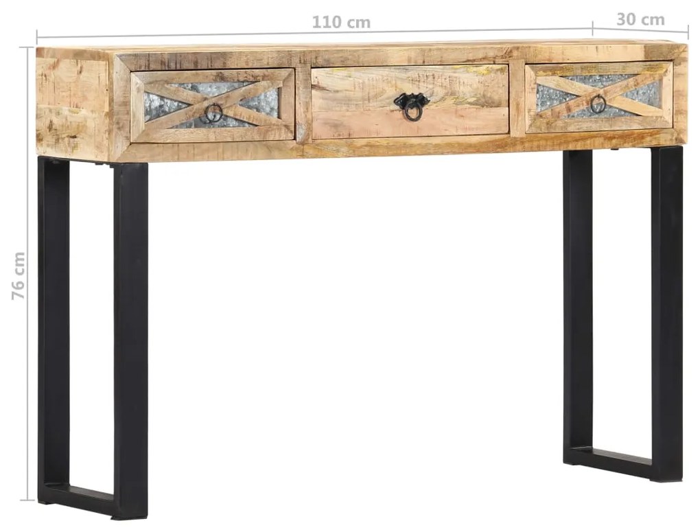Mesa consola 110x30x76 cm madeira de mangueira maciça