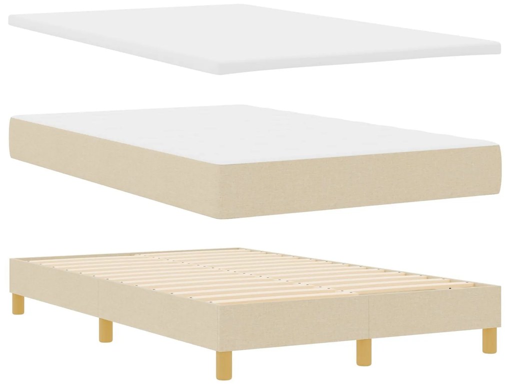 Cama Box com Molas com Colchão Creme 120x200 cm Tecido