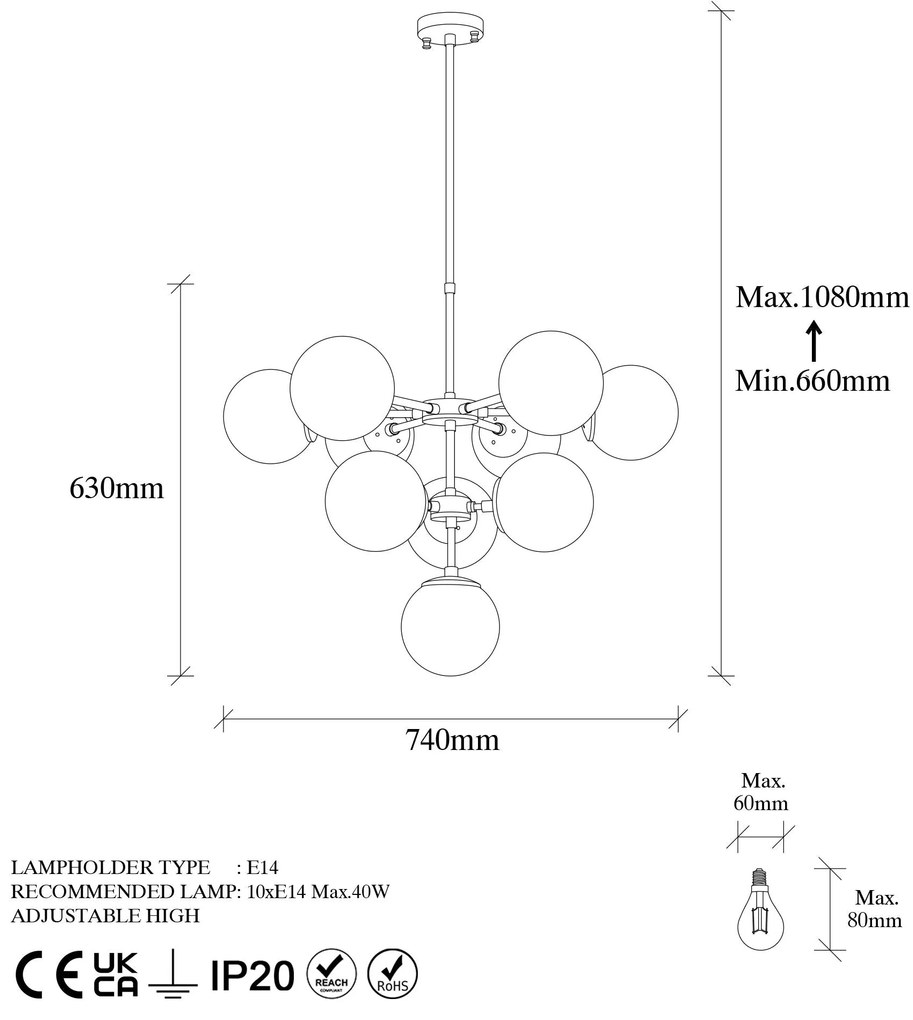 Chandelier Akkas – Vintage – 74 x 74 x 66-108 cm