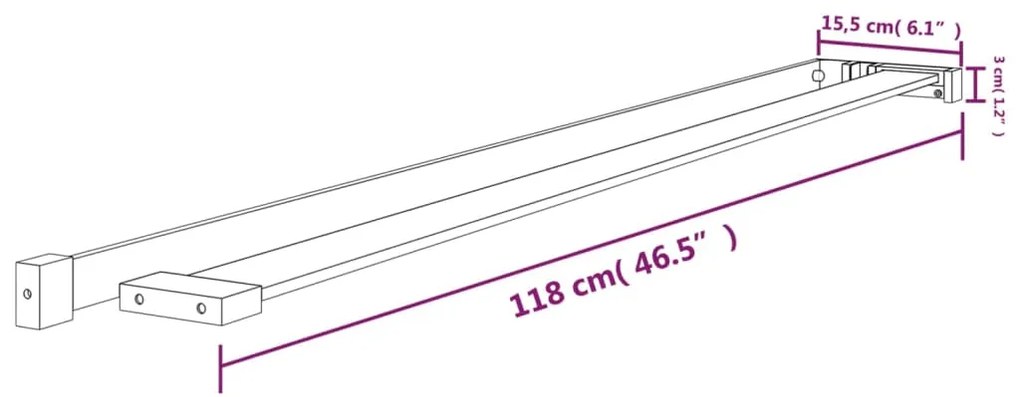Prateleira duche p/ divisória chuveiro 118 cm alumínio preto