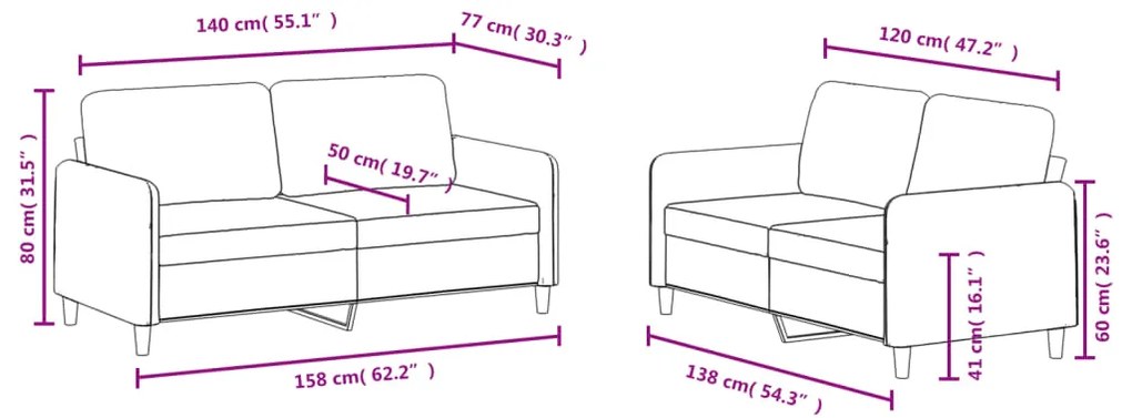 2 pcs conjunto de sofás veludo cor creme