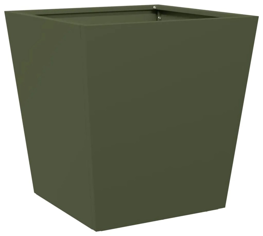 Vaso/floreira de jardim 40x40x40 cm aço verde azeitona