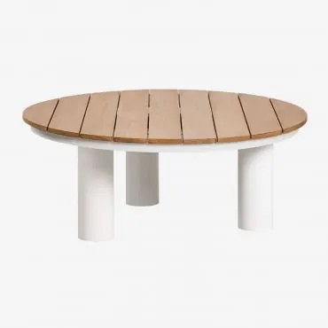 Mesa De Centro De Jardim Redonda Ø80 Cm Em Madeira De Teca E Alumínio Umeko Ø80 Cm - Sklum