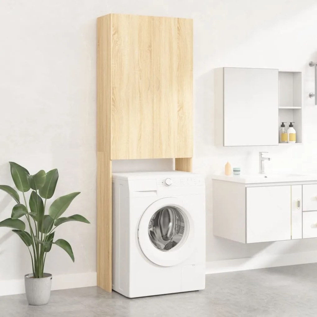 808416 vidaXL idaXL Armário máquina lavar roupa 64x25,5x190 cm carvalho sonoma