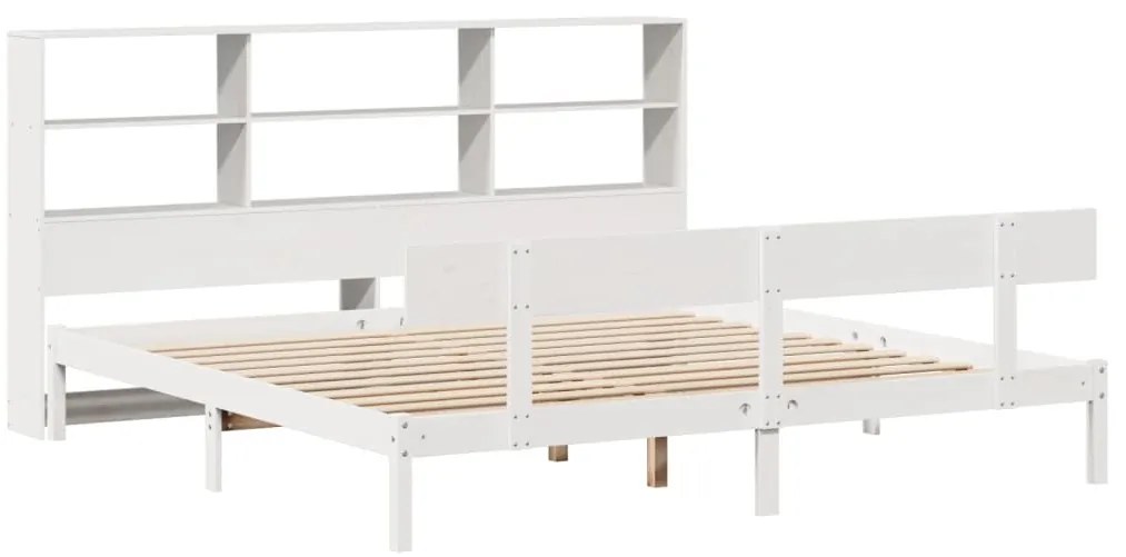 Cama com estante sem colchão 180x200 cm pinho maciço branco