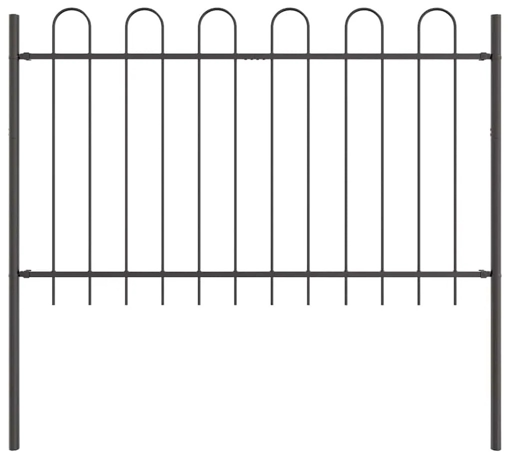 Cerca de jardim com topo estrangulado cinza, 11,9x1,2m de aço