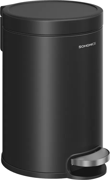 Cesto Lixo Casa Banho com 3 litros de capacidade e tampa com fecho suave 22,4 x 17,3 x 25,4 cm Preto