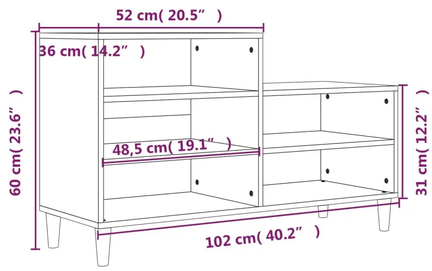 Sapateira 102x36x60 cm derivados de madeira cinzento cimento