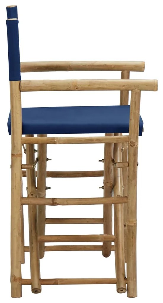 Cadeiras de realizador dobráveis 2 pcs bambu e tecido azul