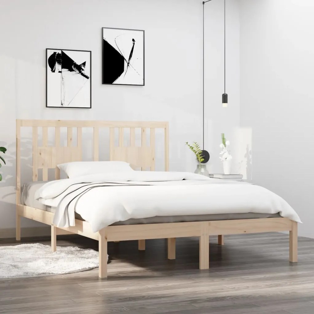 Estrutura de cama pequena casal 120x190 cm pinho maciço