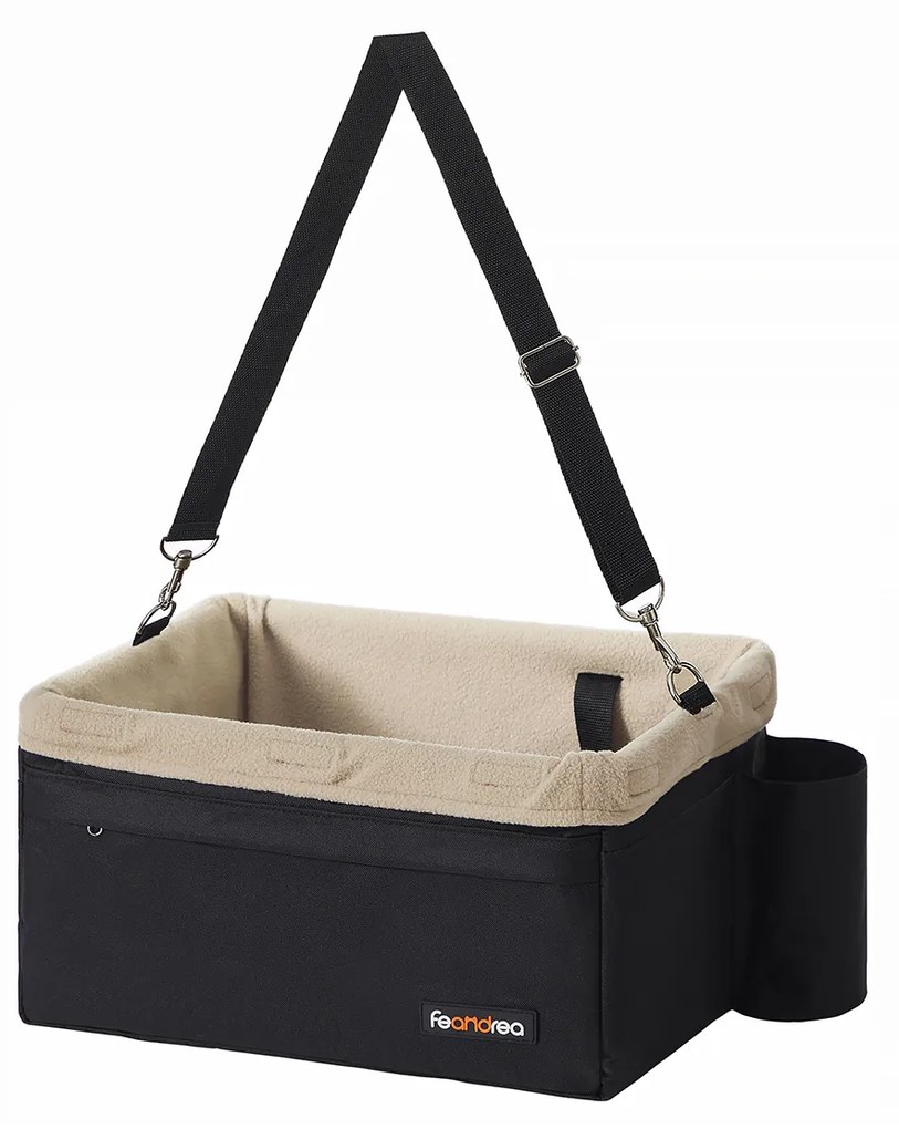 Assento de carro para cães pequenos com cinto de segurança ajustável | FEANDREA | 42 x 32 x 23 cm | preto/bege | PBS042B01.