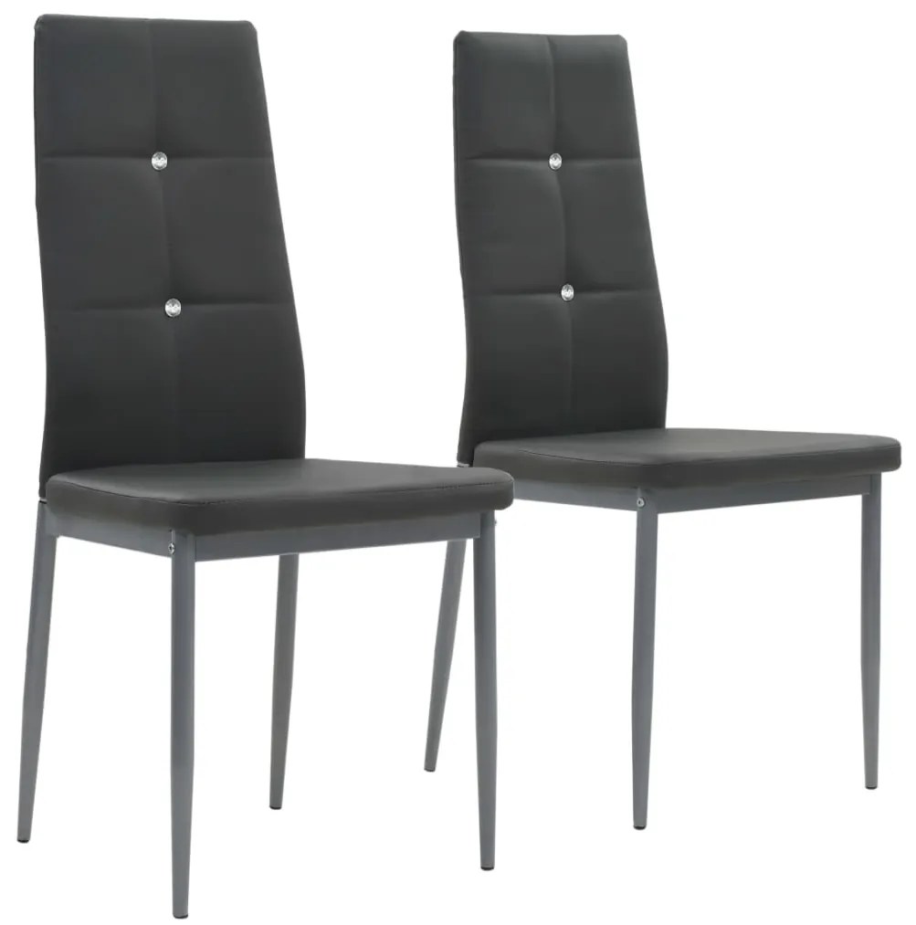 Cadeiras de jantar 2 pcs couro artificial cinzento