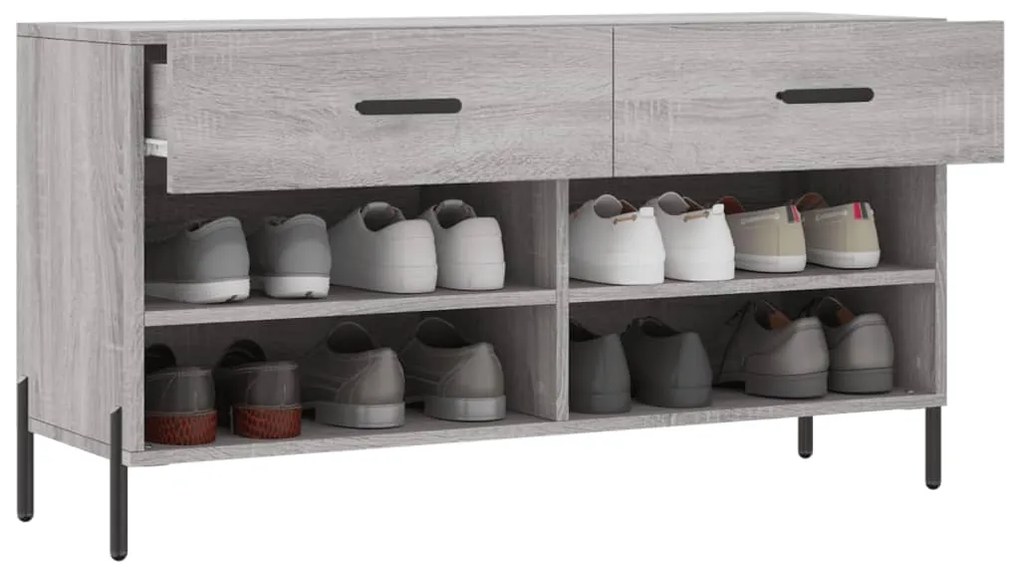Banco sapateira 102x35x55 cm derivados madeira cinzento sonoma