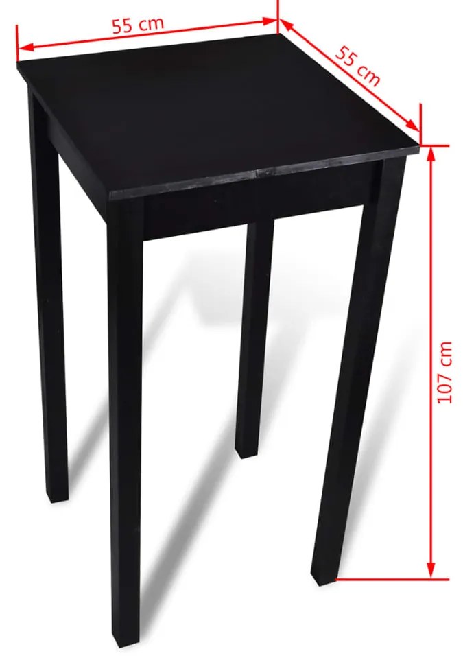 Mesa de bar com 2 cadeiras de bar, preto