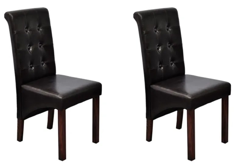 60622 vidaXL Cadeiras de jantar 2 pcs couro artificial castanho