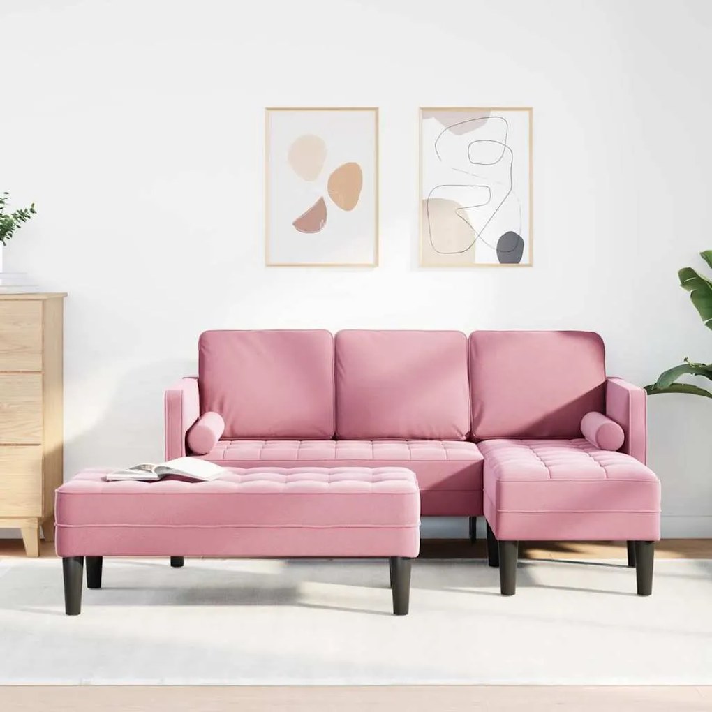 vidaXL Conjunto de Sofás 2 pcs Rosa 173 x 131 x 67 cm Veludo