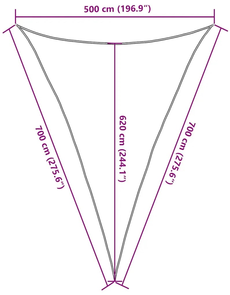 Para-sol estilo vela triangular 160 g/m² 5x7x7 m PEAD azul