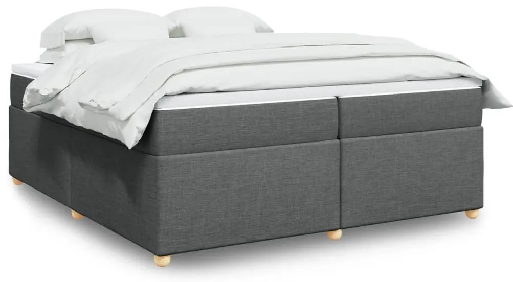 Cama com molas/colchão 200x200 cm tecido cinzento-escuro