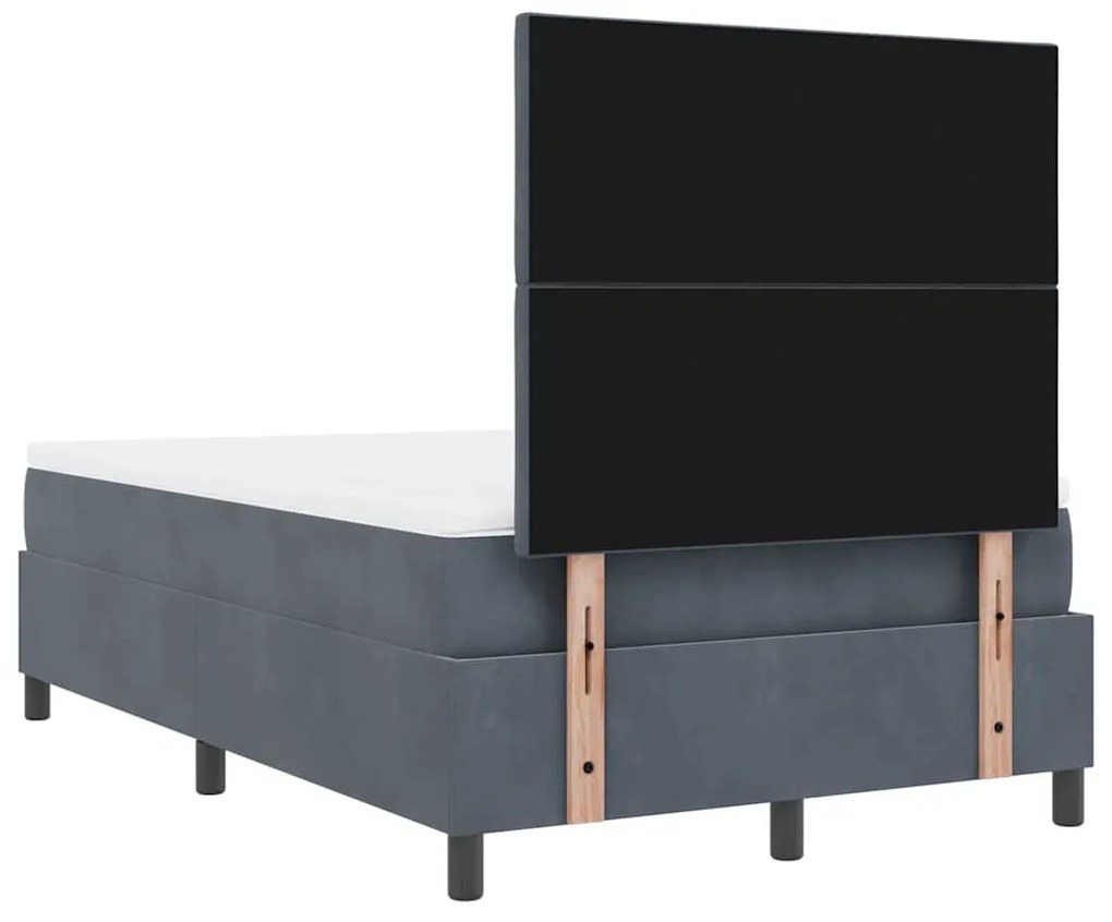 Cama Box com Colchão e LED VidaXL Cinza Escuro 120x200 cm Veludo