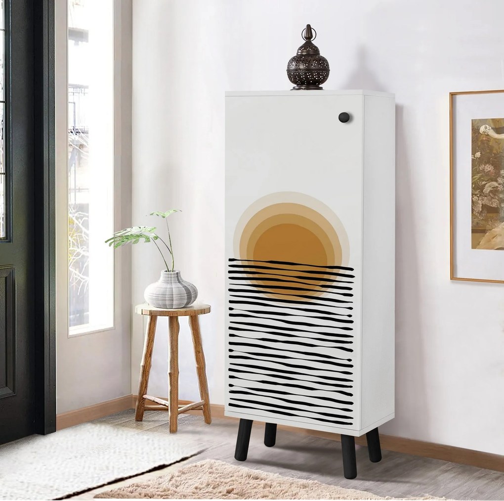 Sapateira Vegas – Branco/Preto – 50x135x38 cm