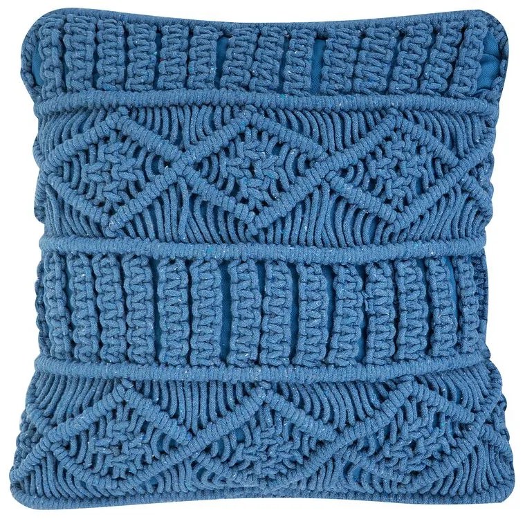 Almofada decorativa em macramé azul 45 x 45 cm KARATAS Beliani