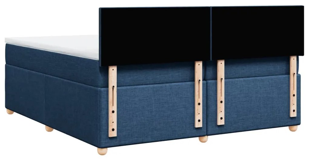 Cama com molas/colchão 200x200 cm tecido azul