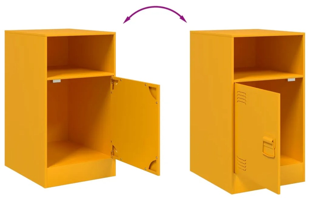 Mesas de cabeceira 2 pcs 34,5x39x62 cm aço amarelo mostarda