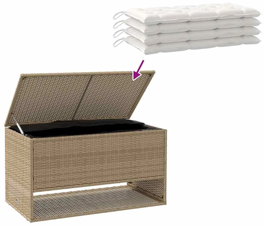 Caixa para almofadões de exterior 100x55x55,5 cm vime PE bege