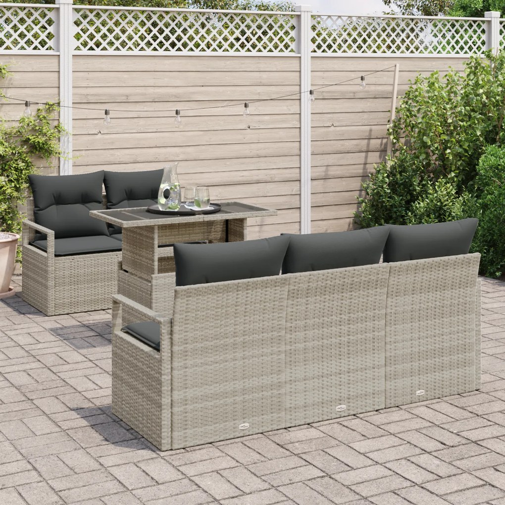 Conjunto de Sofás de Jardim vidaXL de 6 Peças com Cushions Cinzento Cl