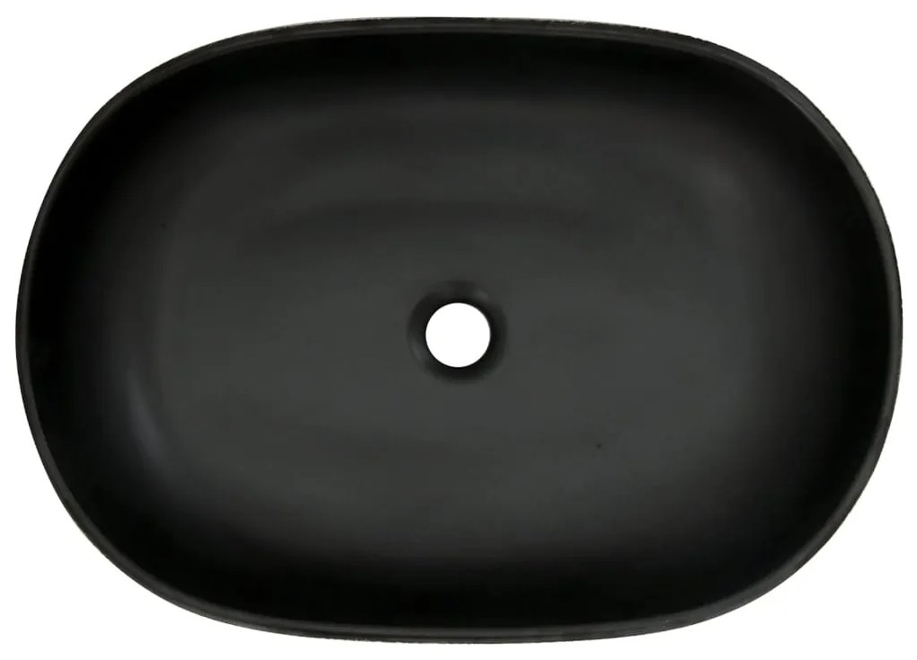 Lavatório de bancada oval 59x40x14 cm cerâmica preto e azul