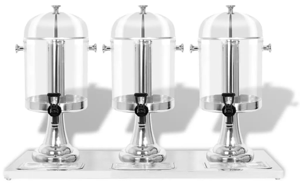 Dispensador triplo de sumo aço inoxidável 3 x 8 L