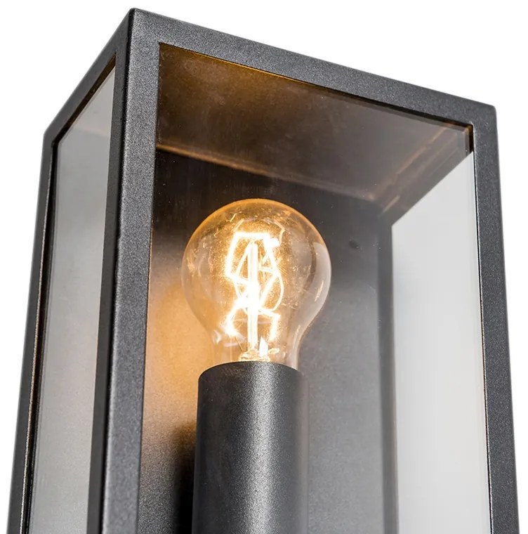 Candeeiro de parede exterior industrial preto com vidro 25,5 cm IP44 - Rotterdam Moderno,Rústico