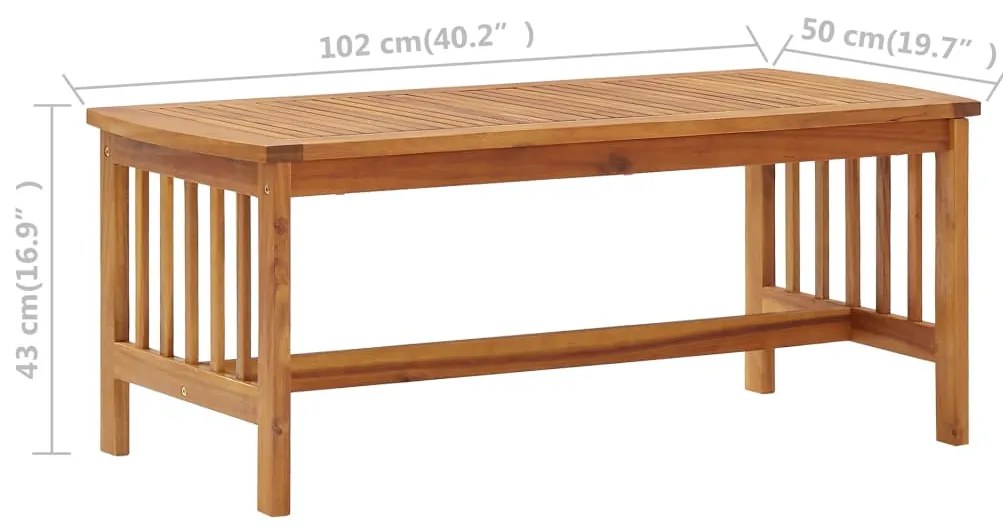 Mesa de centro 102x50x43 cm madeira de acácia maciça