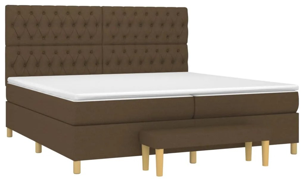 Cama com molas/colchão 200x200 cm tecido castanho-escuro