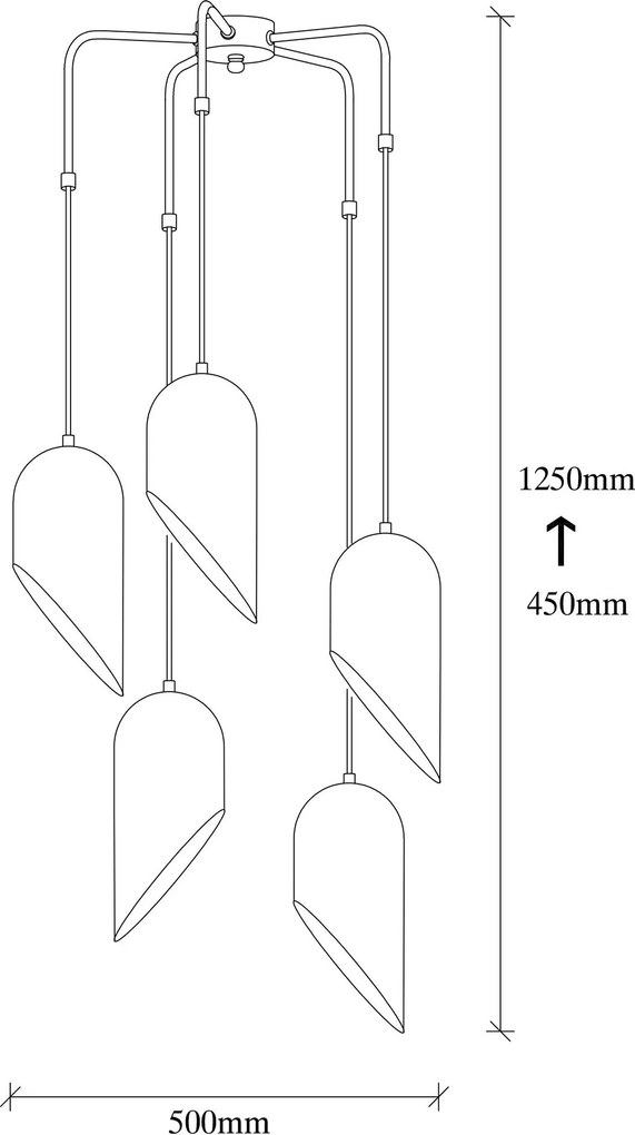 Candeeiro de Teto Kesik – Preto e Dourado – 50 cm x 125 cm