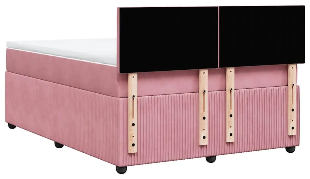 Cama com molas/colchão 140x200 cm veludo rosa