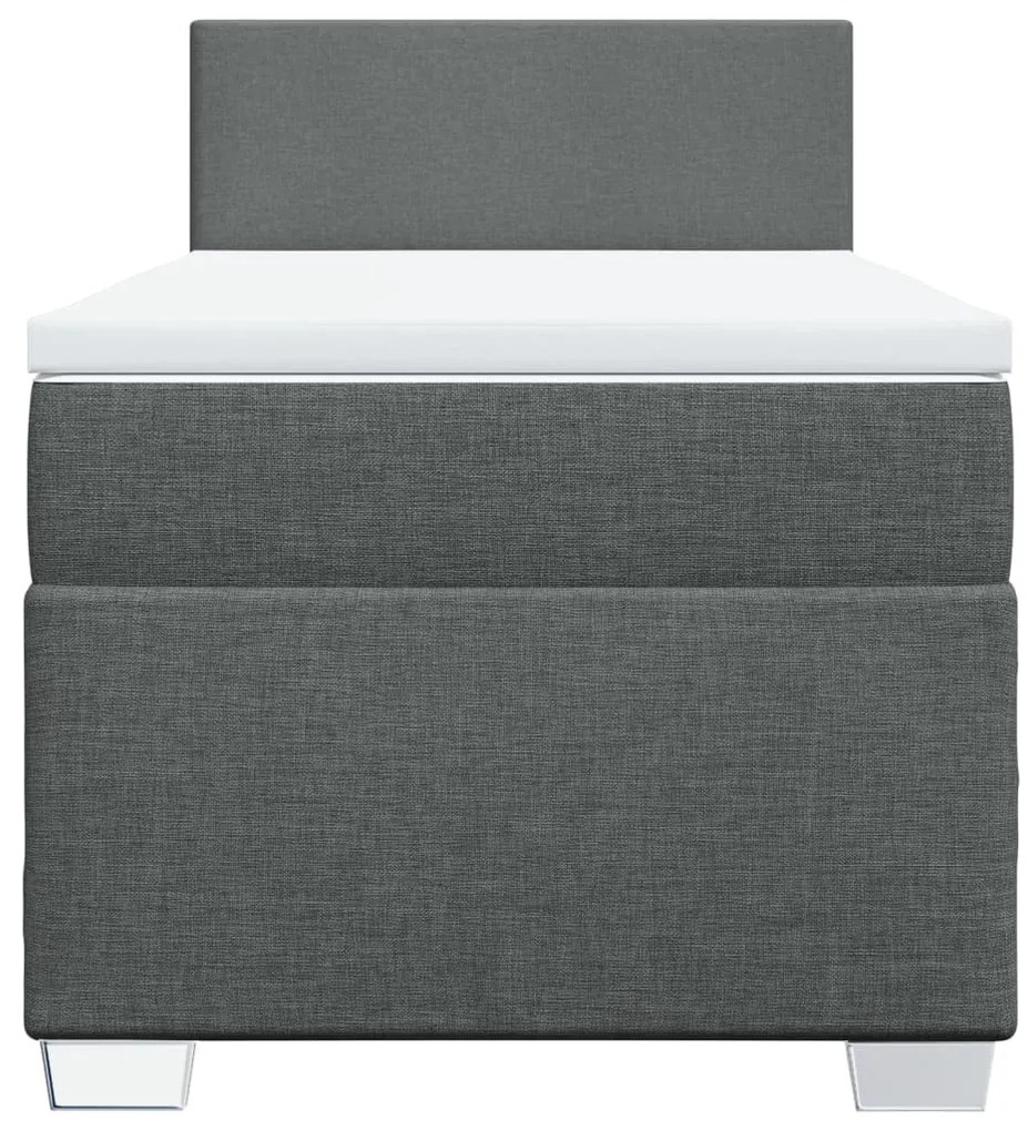 Cama com molas/colchão 90x190 cm tecido cinza-escuro