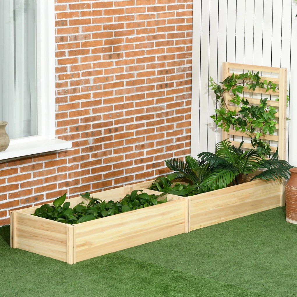 Floreira de Madeira com Treliça para Plantas Trepadeiras e 2 Caixas de Cultivo para Pátio Varanda 230x60x110 cm Madeira