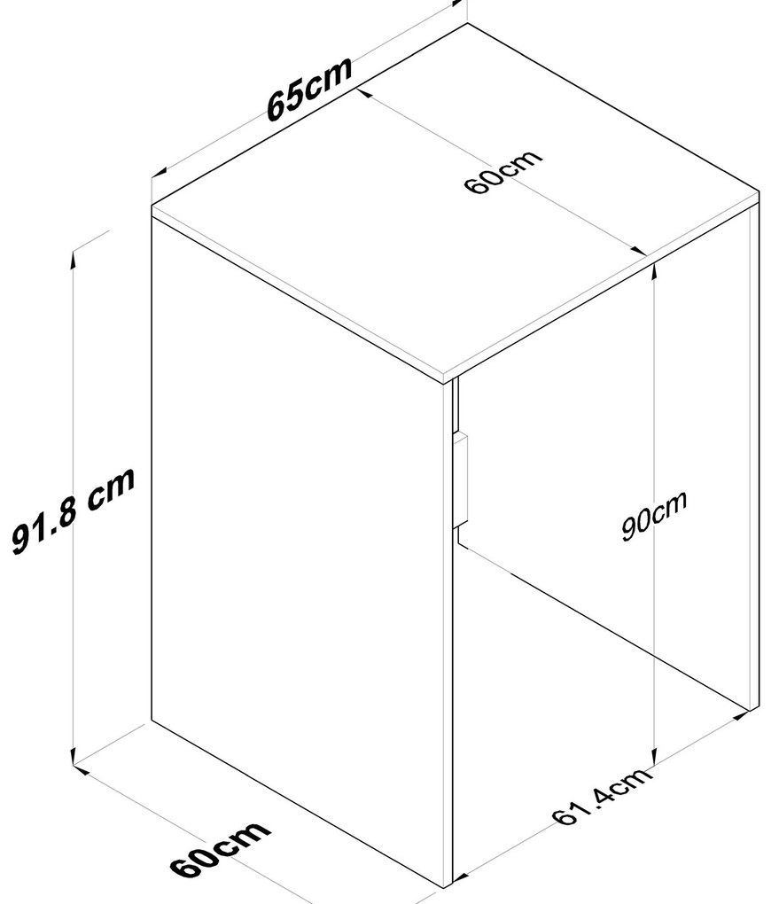 Armário para Máquina de Lavar KD103 – Nogueira/Branco – 65x91,8x60 cm