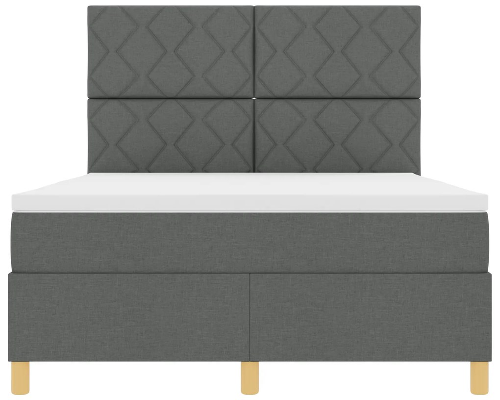 Cama Box Spring com Colchão Cinza Escuro 140x200 cm Tecido
