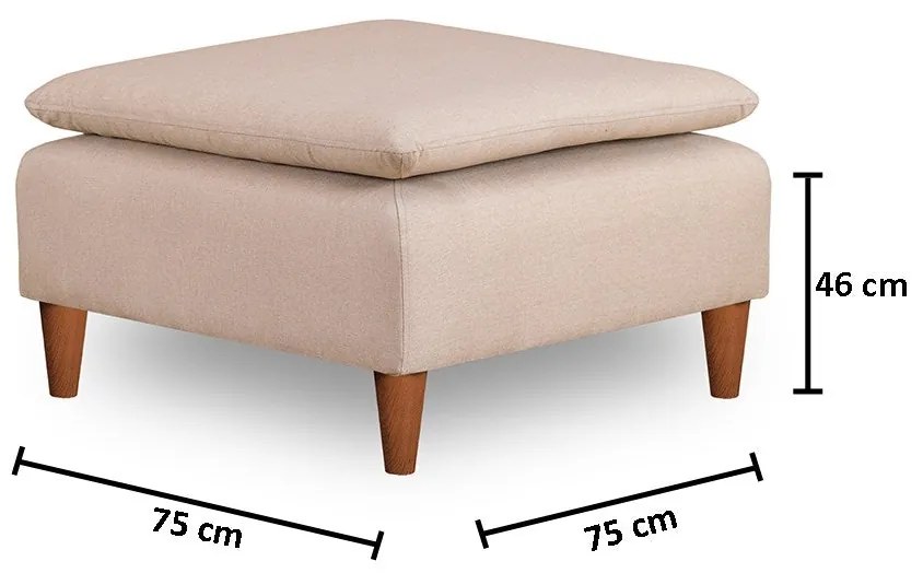 Tuffet Lungo – Cream – 75 cm x 46 cm x 75 cm