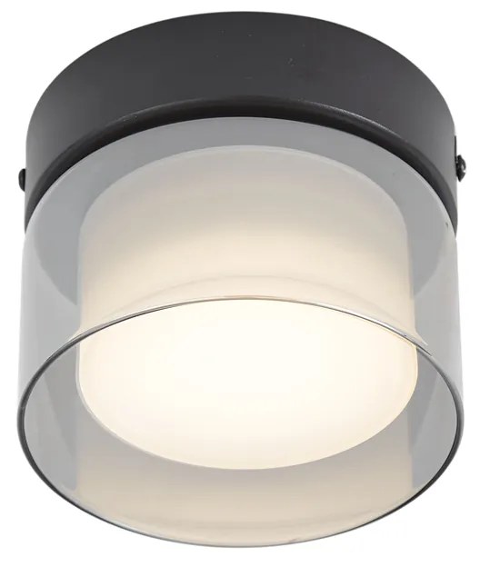 Plafon moderno preto com vidro fumado - Puck Moderno