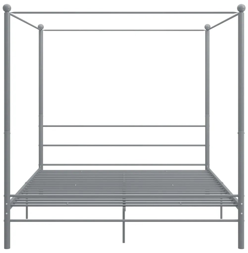 Estrutura de cama com dossel 180x200 cm metal cinzento