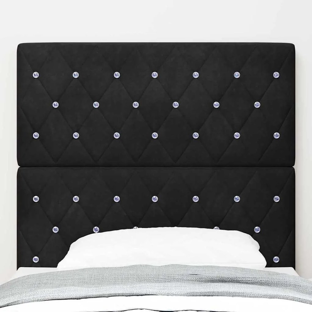 Cabeceira LED preta de 100 cm em veludo