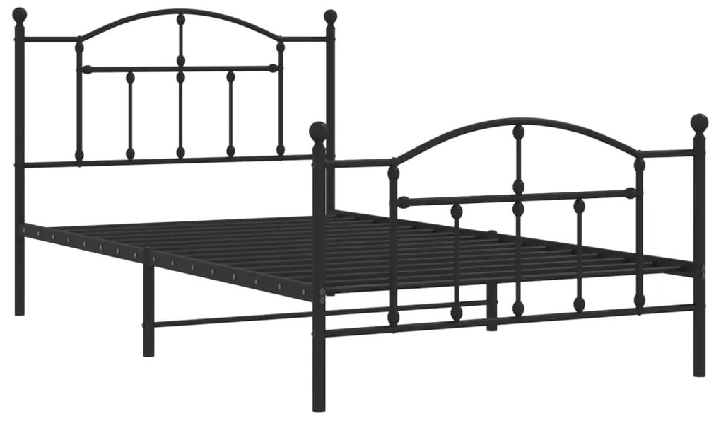 Estrutura de cama com cabeceira e pés 107x203 cm metal preto