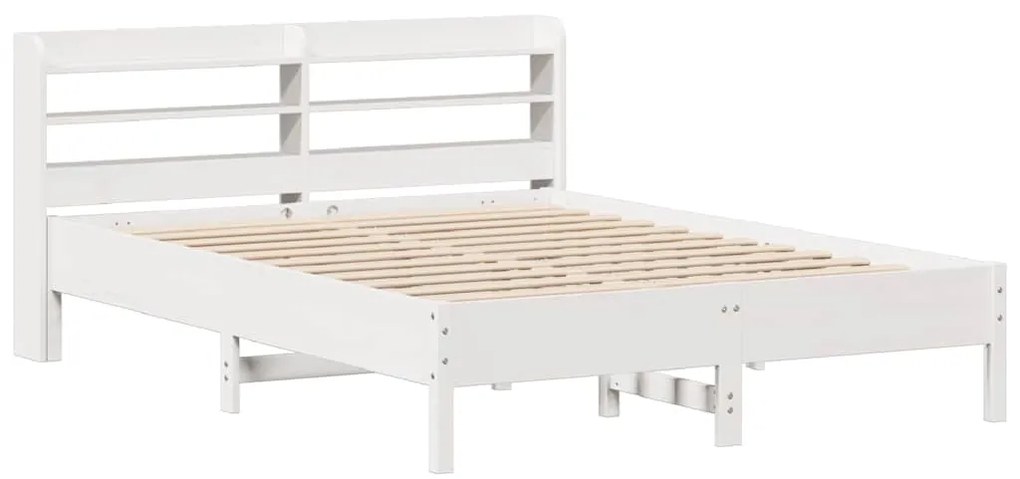 Cama sem colchão 140x200 cm madeira de pinho maciça branco